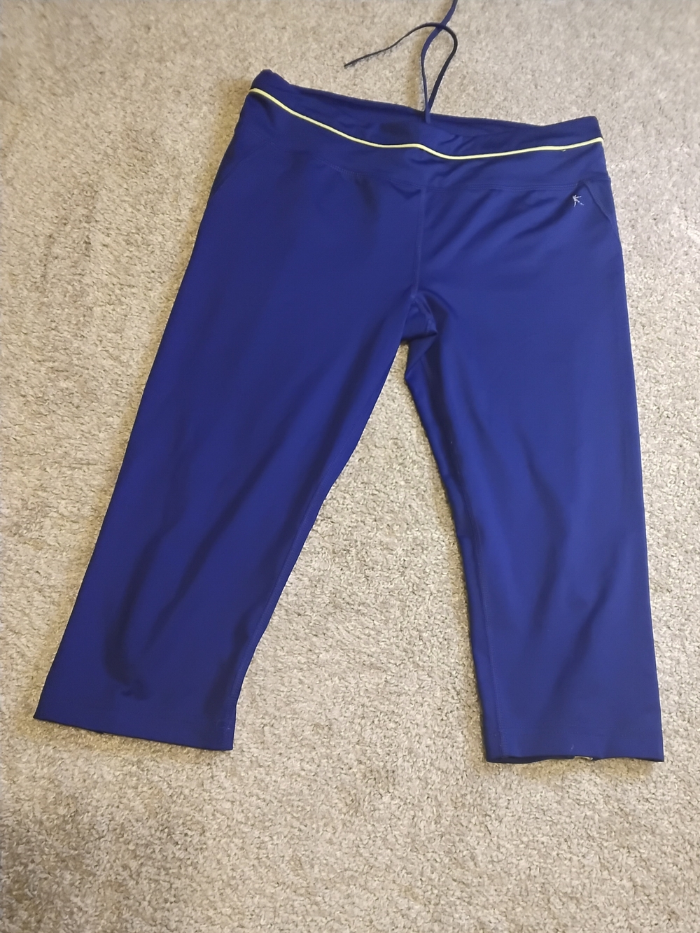Danskin Royal Blue Capri Swim Leggings with Yellow Trim